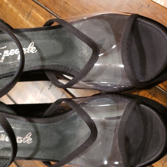 Free people velvet platform clear wedge sandal - Picture 6 of 12